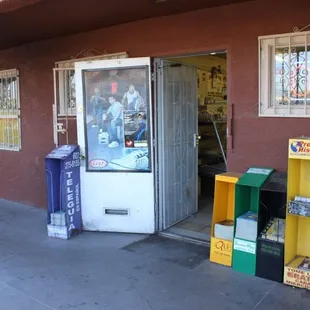 a store front with a door open