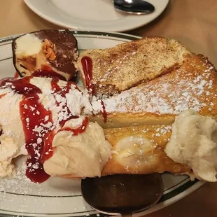 Dessert sampler $11 per person. Cannoli (my fave), cheesecake, tiramisu, gelato and two (quarter piece) chocolate covered gelato bombe.