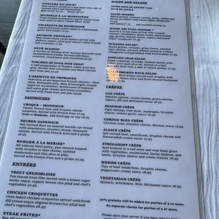 menu