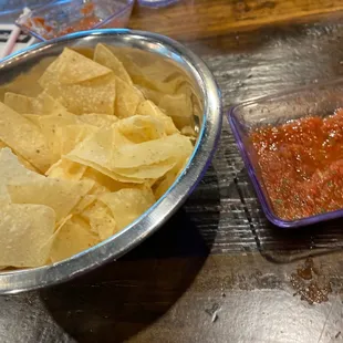 Chips are light and crispy and salsa is perfect