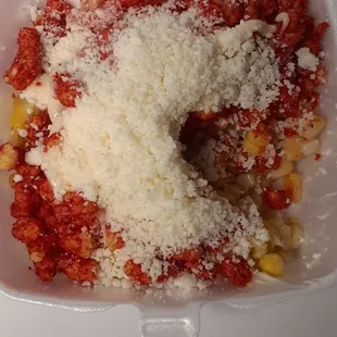 Elotes Loko with Flamin' Hot Cheetos. Sorry, couldn't wait to try it!