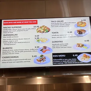 menu and prices