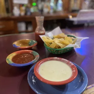 Queso with chips and salsa