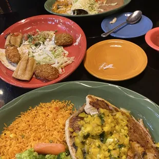 Mango fish, appetizer....forgot what my husband ordered.