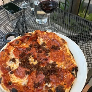 Chorizo and Pepperoni Pizza