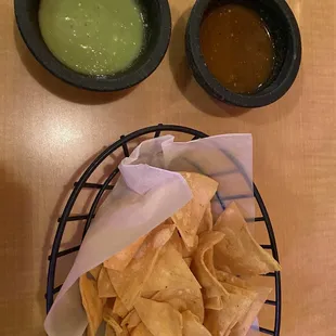 Complimentary Chips with Spicy and Mild Salsa