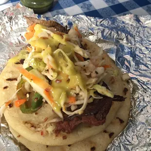 Tacos with Asada and fermented Cole slaw