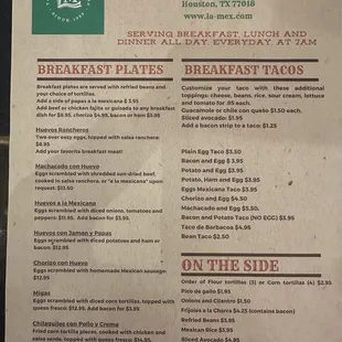 Front of menu