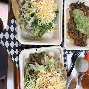 Carne asada and bean tostadas