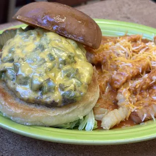 GCCB with red chile cheese fries! Awesome