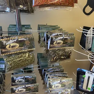 a display of spices and herbs