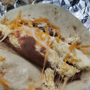 Bean egg cheese taquito