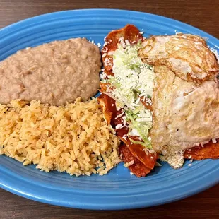 Chilaquiles, a traditional breakfast food, but good at any time of day.