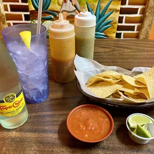 My pre-meal set up. I like the glass with ice that came with my Topo Chico...