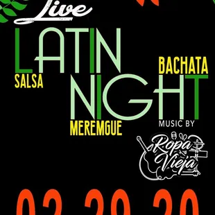Latin Night This Saturday 29th
