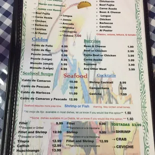 Current menu