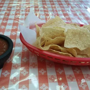 Complimentary chips and salsa during lunch and dinner.