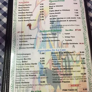 Current menu