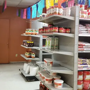shelves of food