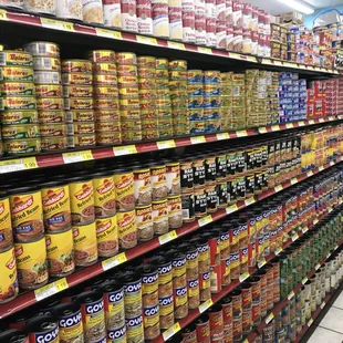 canned food on shelves