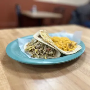 Chorizo &amp; egg taco &amp; Mexicana taco