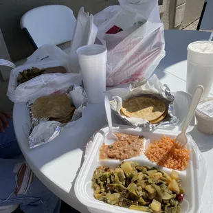 a tray of food on a table