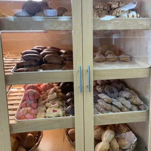 a display case full of donuts