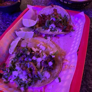 Tacos pastor and Asada