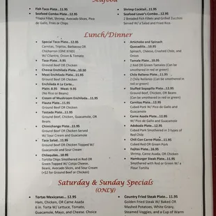 Lunch/Dinner Options