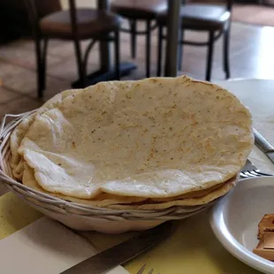 The BEST homemade tortillas, large and thick and what a flavor.
