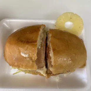 a half eaten sandwich