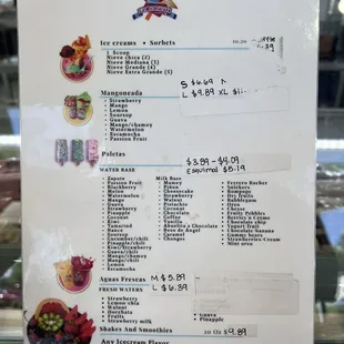 Menu &amp; prices (as of 06/2023)