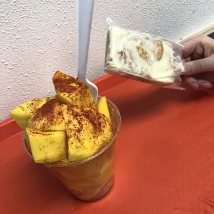 Mango with Chile and Tres Leches Paleta