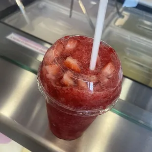 Shaved Ice with Chopped Strawberries added