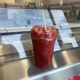 Strawberry Shaved Ice with chopped strawberries added