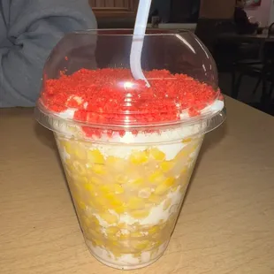 Esquite with hot Cheetos