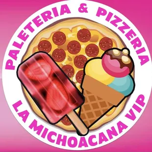 a pizza and ice cream