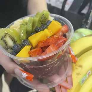 Acai bowl made with fresh in house made sorbet and topped with fresh fruit