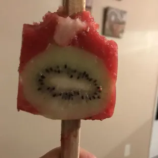 Kiwi popsicle. Should've taken a picture before I started eating it.