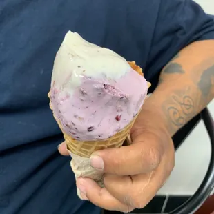 1/2 Pecan &amp; 1/2 Blackberry on a Waffle Cone