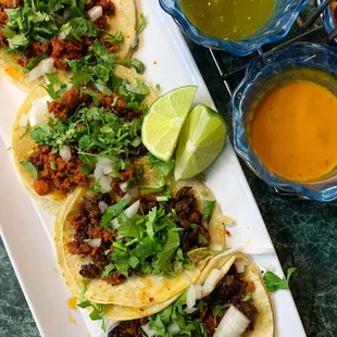 Al pastor and Chorizo tacos