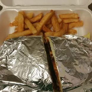Torta de asada with some fries