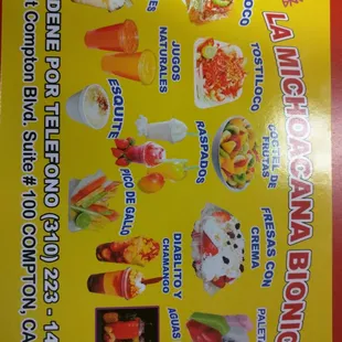 The menu , best Mexican food in town