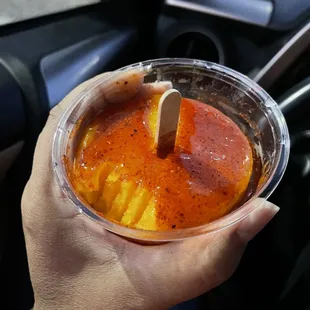 The mangonada; not a drink-drink But still sooooo good. Got that whole sweet and salty and cold, icy, refreshing thing.