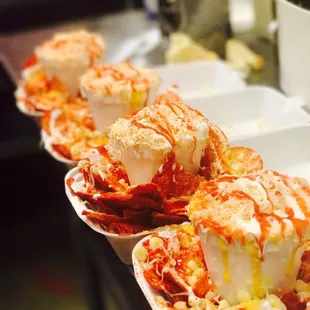 three plates of food