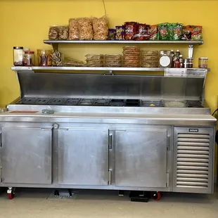 a stainless steel counter
