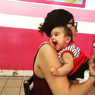 Happy baby loving the environment