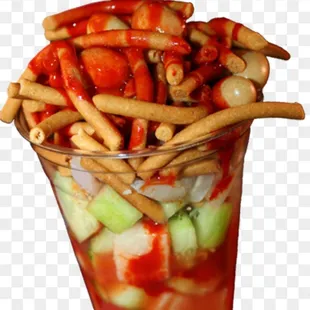 a glass of fruit salad