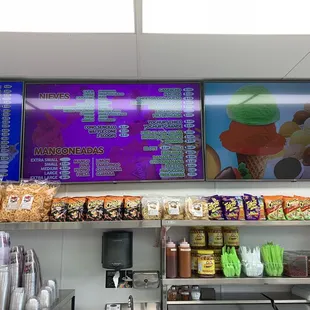 Menu and savory snacks