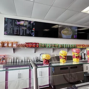 Clean counter and ice cream cases